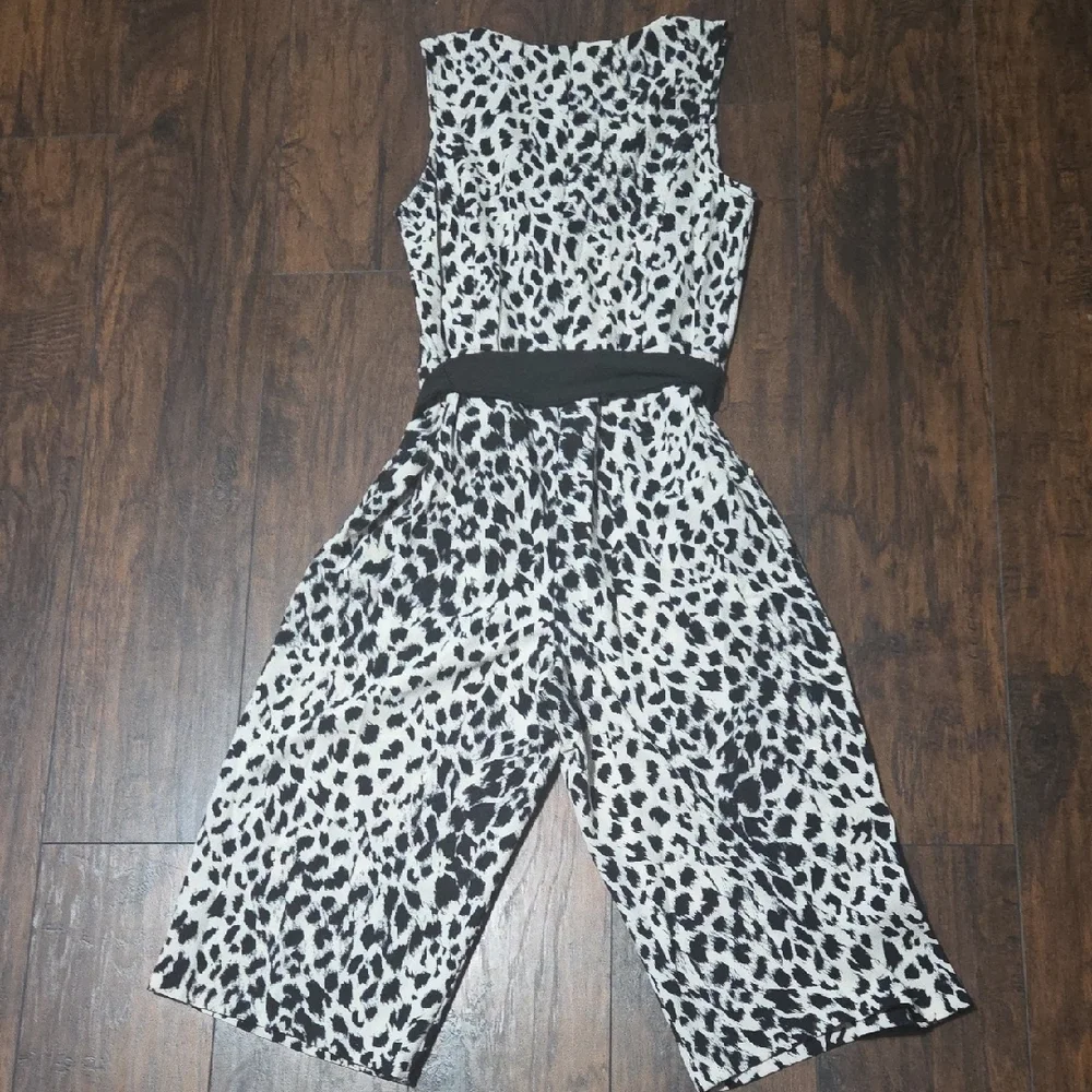 Emma & Michele Black and White Animal Print Jumpsuit - Picture 7 of 7